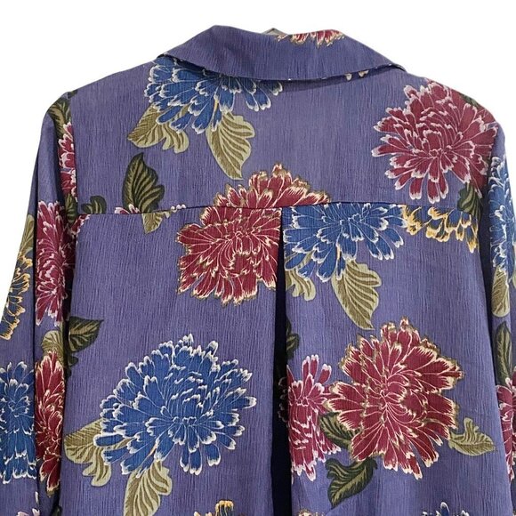 NWT EMELIA Floral Wrap Blouse, size M, Slate Blue Floral - Picture 7 of 9